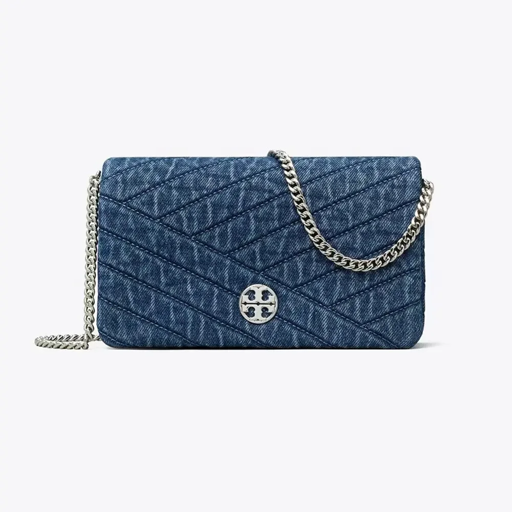 NEW‼️Tory Burch Willa Chevron Denim Wallet Crossbody 188153 $420